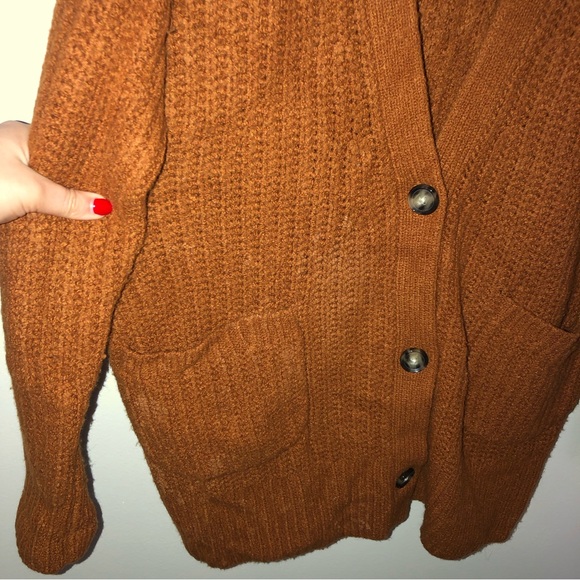 Anthropologie Burnt Brown Merino Wool Blend Cardigan - Picture 2 of 6